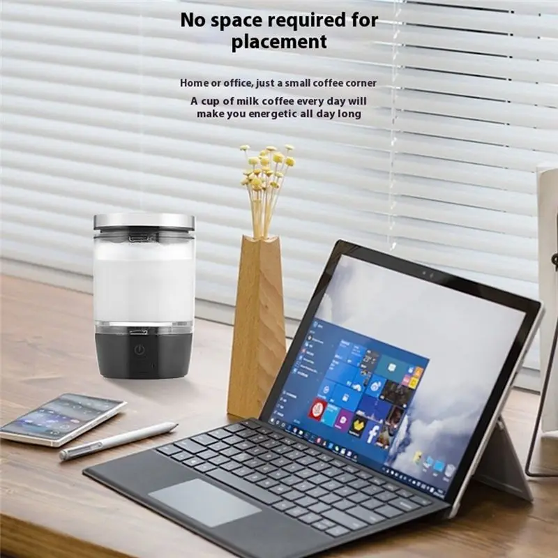 Outdoor Travel Home Mini Portable Full Automatic Electric Milk Frother Foamer For Coffee Chocolate White-AT36