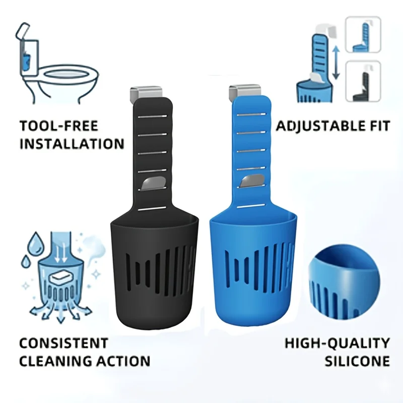 Adjustable Toilet Tank Cleaning Bracket, Tank Replacement Part, Hanging Toilet Cleaning Box with Hooks