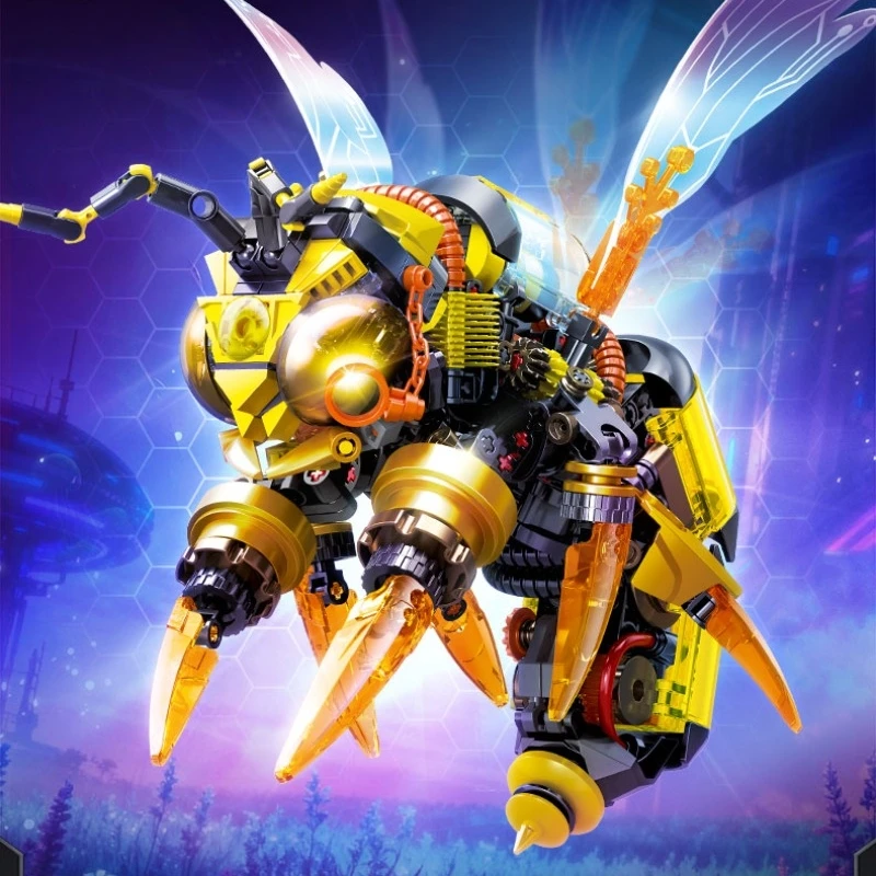 Sembo blocos de construção de abelha mecânica série cyberpunk modelo de montagem de tamanho grande brinquedo educativo infantil presente de aniversário