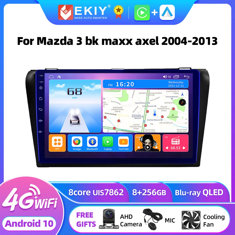 EKIY T7 Android 10.0 Car Radio For Mazda 3 bk maxx axel 2004-2013 Multimedia Player 2din Carplay GPS Navigation Tape Recorder