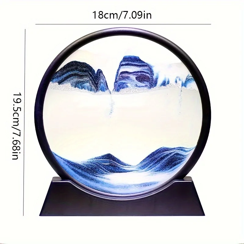 1Pc 3D Moving Sand Art Picture Round Glass Deep Sea Sandscape Hourglass Quicksand Craft Flowing Sand Painting Home Decor Gift