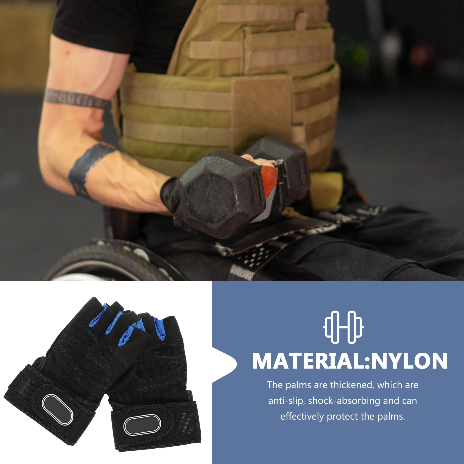 

1Pair Sport Half-Finger Gloves Dark Blue Size L Comfortable Breathable Elastic Durable Anti-Slip Shock-Absorbing Mountain