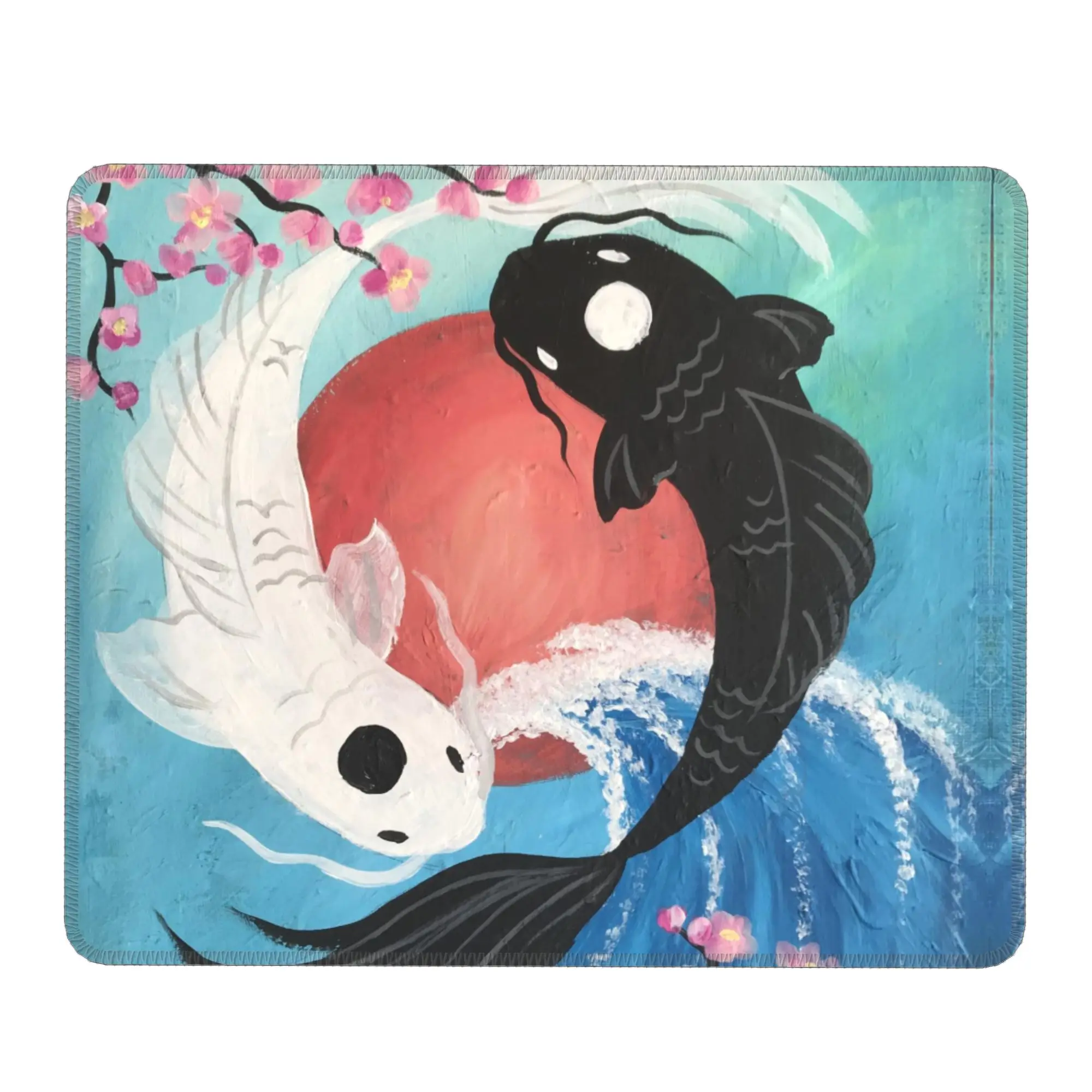Visual Art Yin-Yang Koi Design Mouse Pad Computer Keyboard Mouse Mat Gaming PC Laptop Desk Mat Office Accessories Table Mats