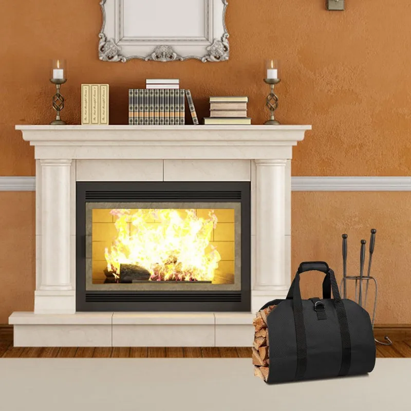 【BIG SALE】Log Tote Heavy Duty Firewood Carrier Bag-Waterproof Canvas With Padded Handles& Security Strap For Fireplace And Campi