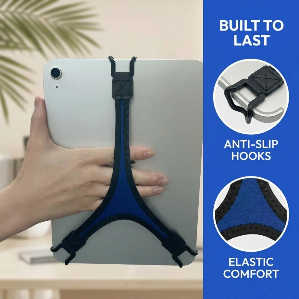 High-elastic Tablet Hand Strap Holder Non-slip Portable Triangle Securing Strap One-Hand Lightweight for 8-10Inch Tablets