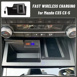 Moreway Wireless charging Pad For Mazda CX-5 CX5 Phone charger Holder Mount Fast charging center console Car interior