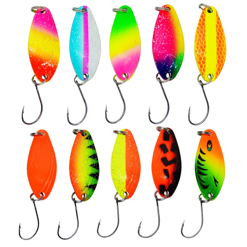 Fishing Spoon Lure Colorful Spoons Artificial Hard Lures Bait Single Hook 4.5g Lot 5 Pieces