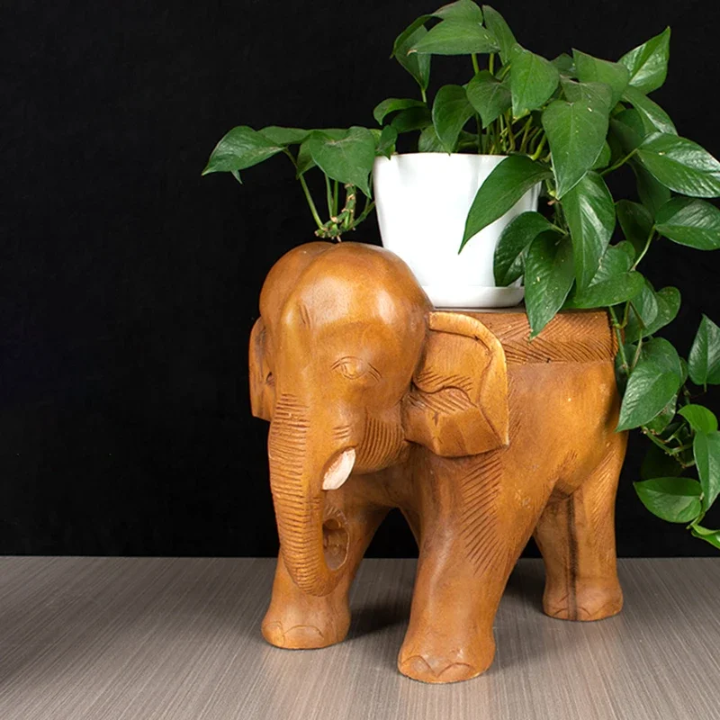 Southeast Asia Style Elephant Stool Solid Wood Round Stools Household Ottoman Flower Rack Bench Muebles Multifuncionales
