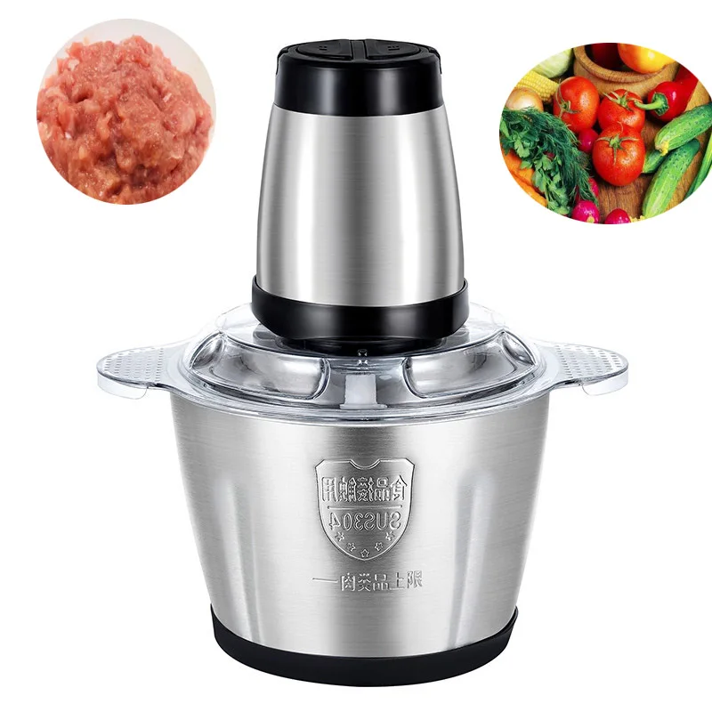 

Free Shipping3L Stainless Steel Electric Meat Grinder Thickened Mixing Drum Food Crusher Garlic, Chili Sauce, Supplementary Food