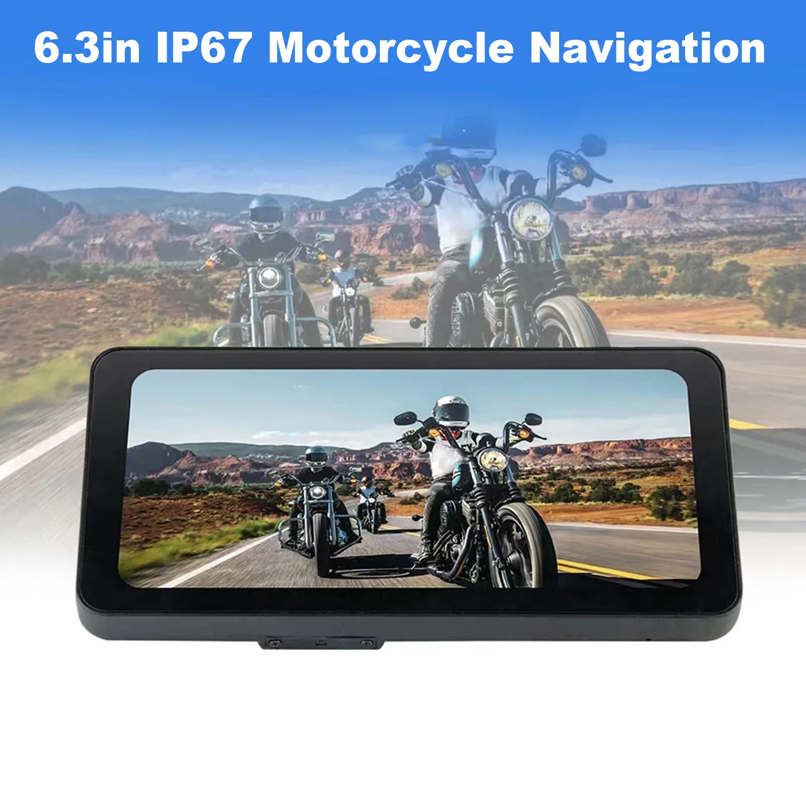 

6.3in Motorcycle GPS Navigation Waterproof Fit for CarPlay/Android Auto Bluetooth Trans Navigation Hands-Free Calling Head Unit