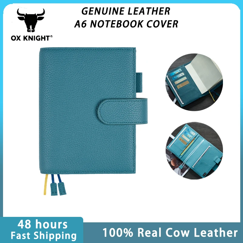 

OX KNIGHT New Blue A6 Pebbled Grain Leather Cover for Hobonichi Original, Stalogy and Midori MD Planners Notebook Cover Leather