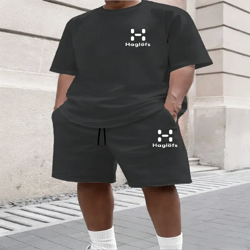 

Men's short sleeved T-shirt and sports shorts set, casual sportswear, fashionable summer sportswear