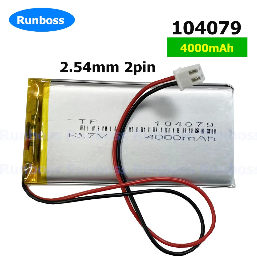 

1-10 Pcs 104079 3.7V 4000mAh Polymer Lithium Battery + JST 2.54mm 2pin For MP3 MP4 GPS PSP PAD DVD E-Books Power Bank Tablet PC