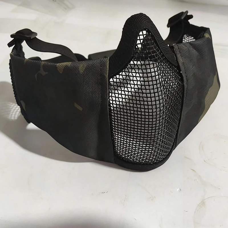 

Adjustable Outdoor Tactical Half Face Metal Mesh Mask Breathable Anti Impact for Airsoft Paintball Hunting Shooting