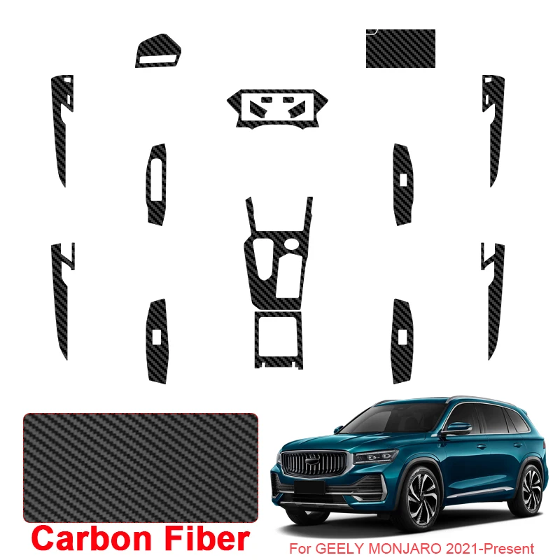 

Car Carbon Interior Sticker For GEELY MONJARO 2024-Present LHD Auto Lifting Window Panel Decal Gear Inner Door Protective Film