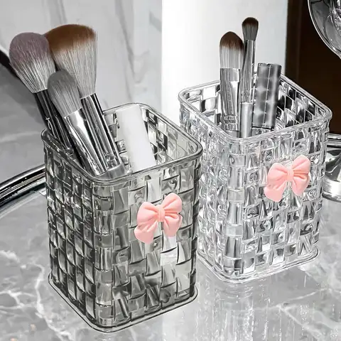 Clear Acrylic Makeup Brushes Storage Box Desk Cosmetic Organizer Lipstick Storage Nail Polish Display Stand Rack Jewelry Case