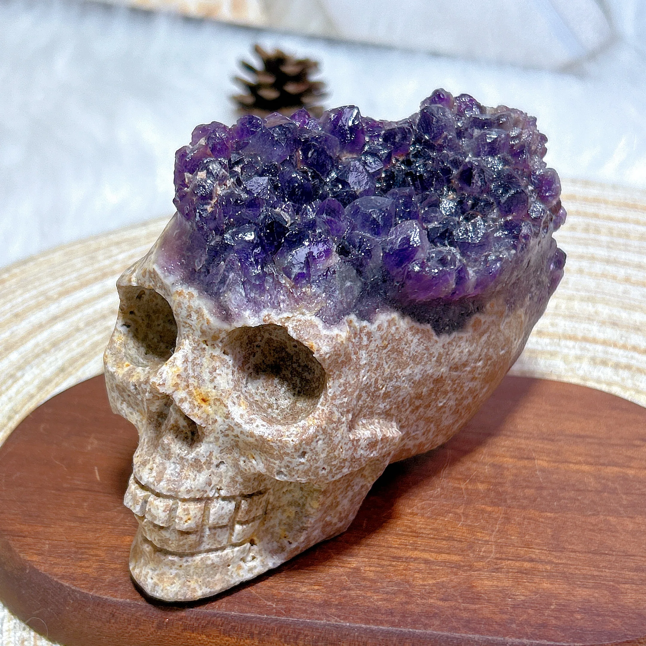 

High Quality Natural Crystals Amethyst Cluster Large Skull Carving Reiki Healing Mineral Energy Home Decorations Room Decor Gift