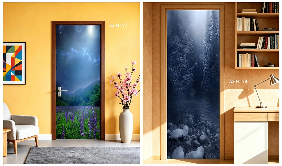 Multi Style Forest & Flower Natural Landscape Decor Door Decal