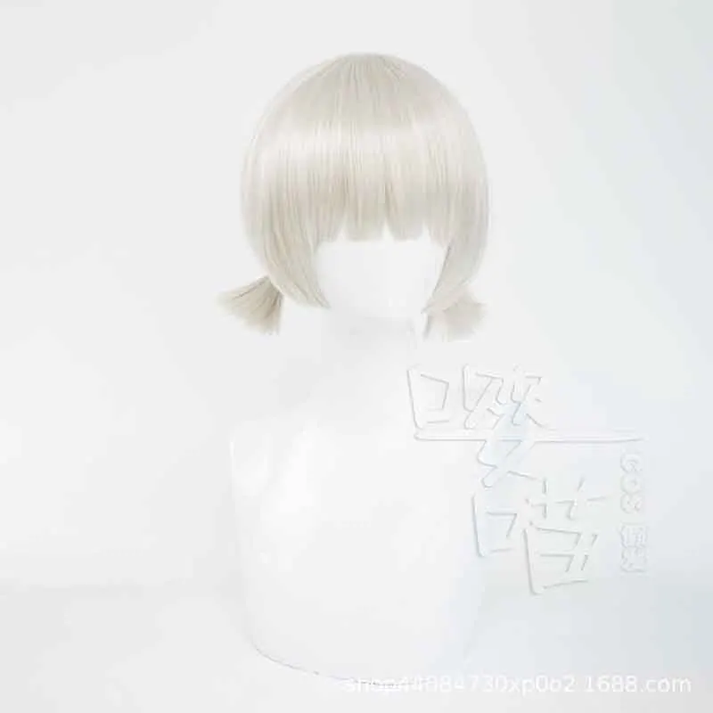 Game Genshin Impact Sayu Cosplay Wig 30CM Beige Heat Resistant Synthetic Hair Anime Cosplay Sayu Wigs Halloween Party Men Women