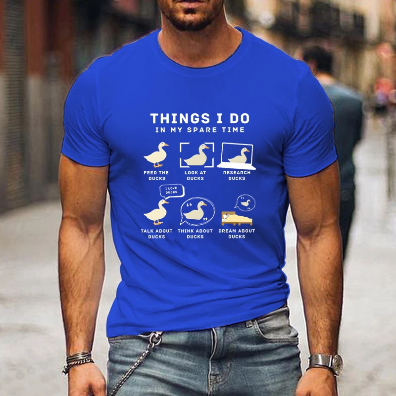 Things I Do in My Spare Time Graphic T Shirts Men Funny Duck Lover Men Clothing Duck Country Life Essential Short Sleeve T-shirt