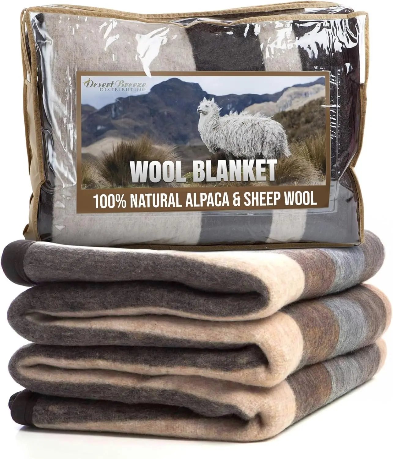 

Natural Alpaca & Sheep Wool Blanket, Woven in Peru, Full/Queen Size, Heavyweight Warmth, Breathable Texture