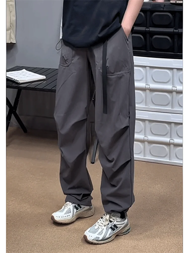 

American Sle Qui Dry Paratrooper Pants Men Summer Thin Ice Silk Cool Feeling Straight Casual Outdoor Hiking Mountain Clim...