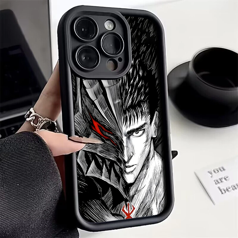 Anime Berserk Guts Phone Case For XiaoMi Mi 11 Lite 12T POCO F4 F5 X3 X4 X5 GT 5G Soft TPU Back Cover With Hand Strap