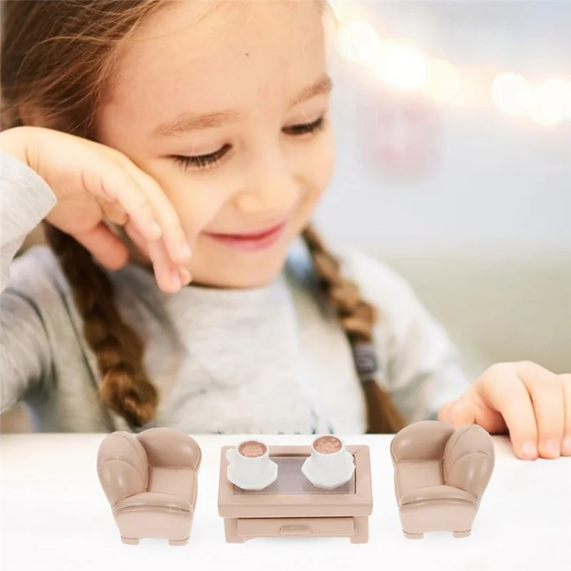 A19Q-2 conjunto miniaturas sofá brinquedo ornamento em miniatura pequena casa sofá mesa de chá sofá modelo pequeno sofá brinquedo