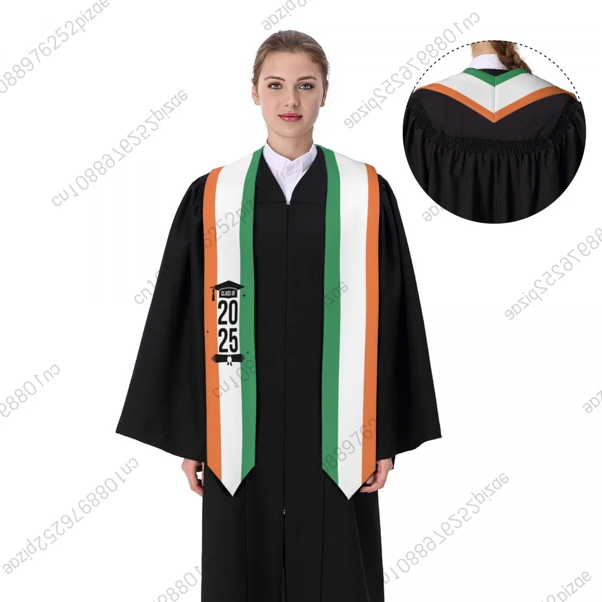 

New Ireland Flag Class Of 2025 183*13CM Graduation Stole Sash Scarf For International Students Proud