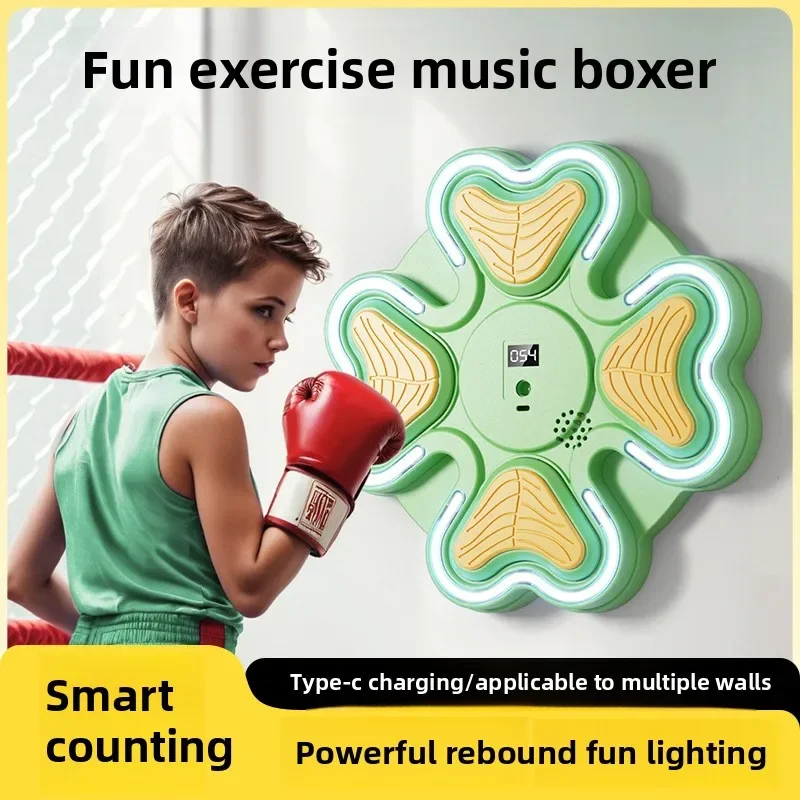 

Music Boxing Machine For Kids Smart Boxing Training Equipment 4 Targets With Boxing Gloves Wall Mounted Workout Punching Machine