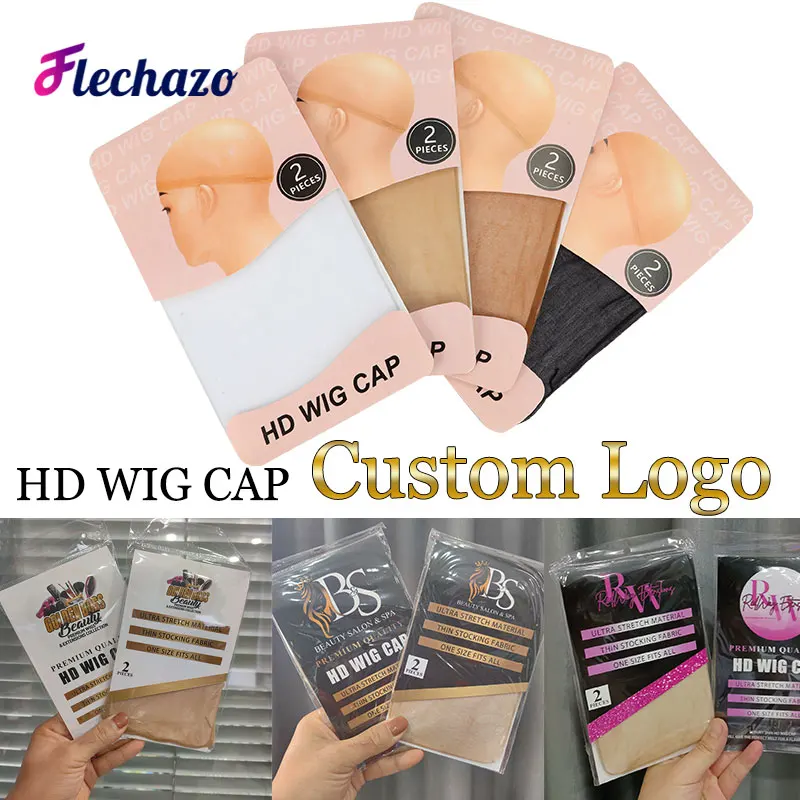 HD Wig Caps For Wigs Custom Own Logo Package For HD Wig Stocking Cap 50Packs 100Pieces Ultra Stretch Wig Caps For Making Wigs