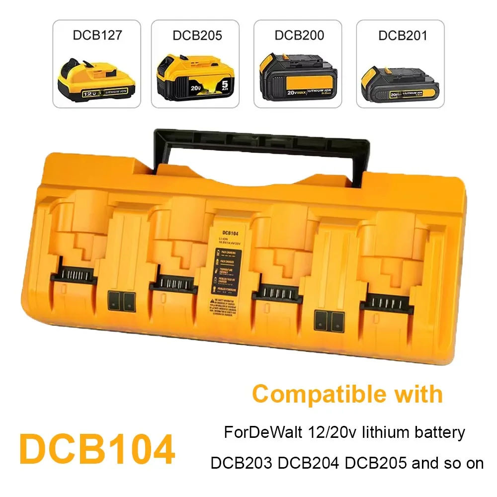 

DCB104 Lithium Battery Charger 4-Port 3A Current For Dewalt 10.8V 12V 14.4V 18V For FlexVolt 20V 60V DCB127 DCB105 DCB118 DCB112