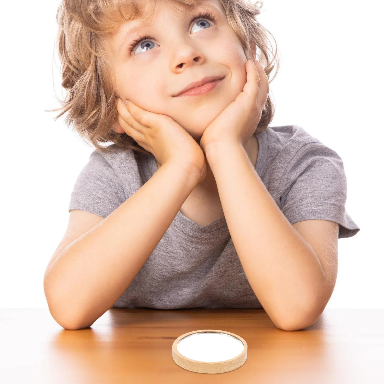 

Wood Handmade Portable Mirror Small Round Compact Lightweight Mirror Hd Glass Surface for Travel Home Makeup Touchups