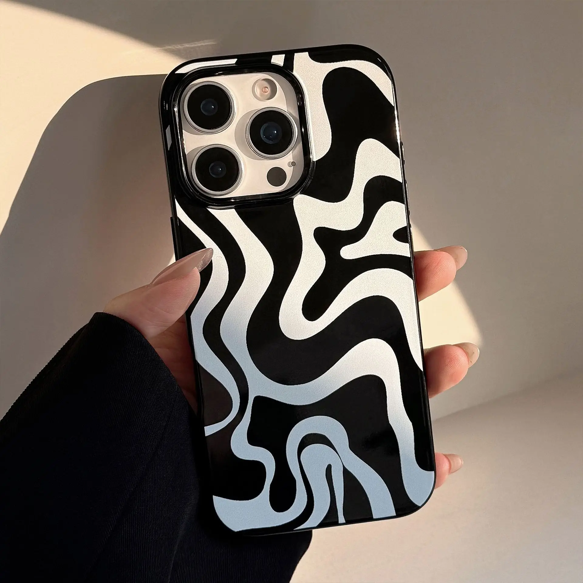 Mode Geometrie Zebra Gestreiften Silikon Weiche Telefon Fall Für iPhone 16 15 14 13 12 11 Pro Max XS XR X 7 8 Plus Stoßfest Abdeckung ﻿