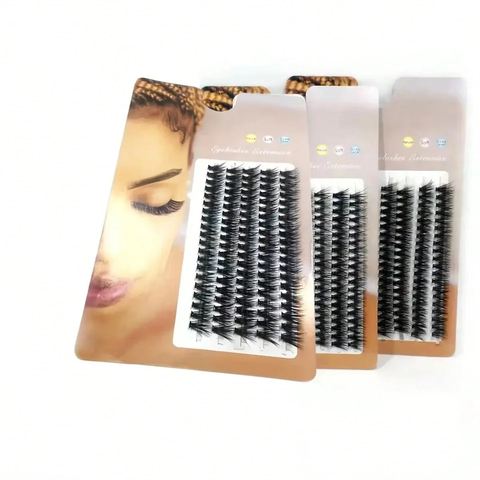 Pestañas Postizas Naturales Rizadas 3D Estereoscópicas de 9/11/13mm, Rizos Gruesos Multicapa, 100 Piezas por Caja 3