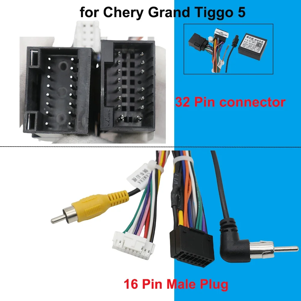 For Chery Grand Tiggo 5 Car Radio 16 Pin Wiring Harness Adapter Canbus Decoder Plug Connector Camera In Android Head Unit Cable