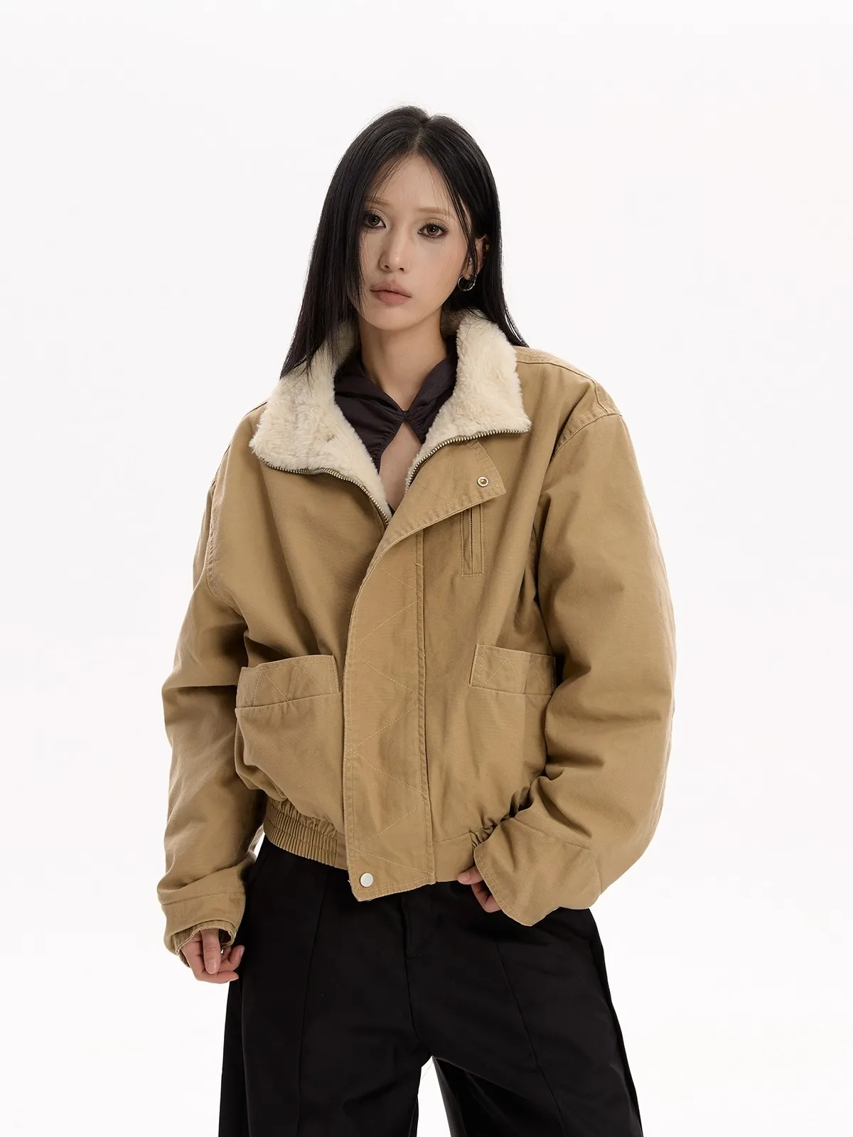 

Американская куртка-бомбер в стиле барн из хлопка, унисекс, зимняя, укороченная, свободного кроя, рабочая одежда, верхняя одежда, с воротником-стойкой