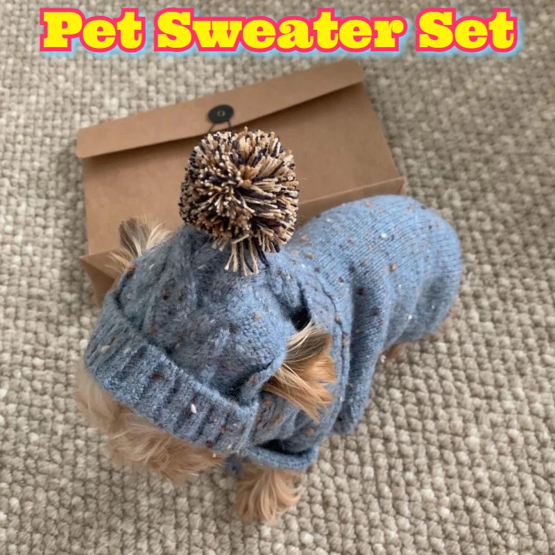 

Pet Sweater Set Autumn Winter Dog Clothes Warm Knitted Two Legs Outfit Small Dog Apparel Cats Clothing Cozy Puppy Wear Bichon