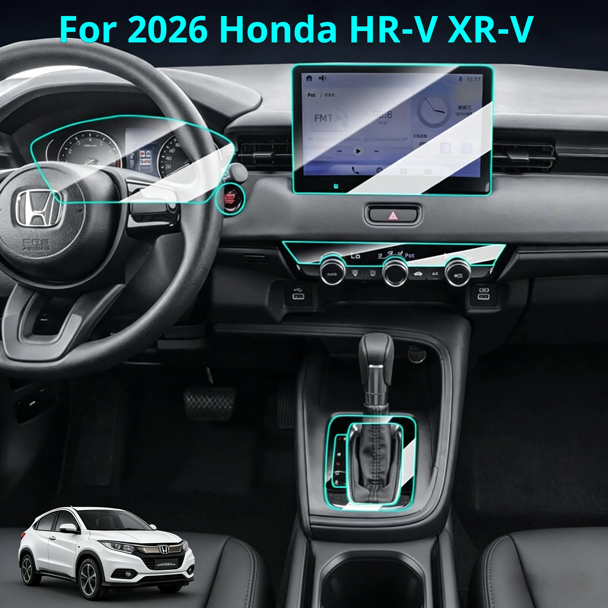 Protector de Pantalla y Protección Interior Completa para Honda HR-V XR-V 2026, Kit de Película TPU Premium para Todas las Pantallas del Tablero y Consolas