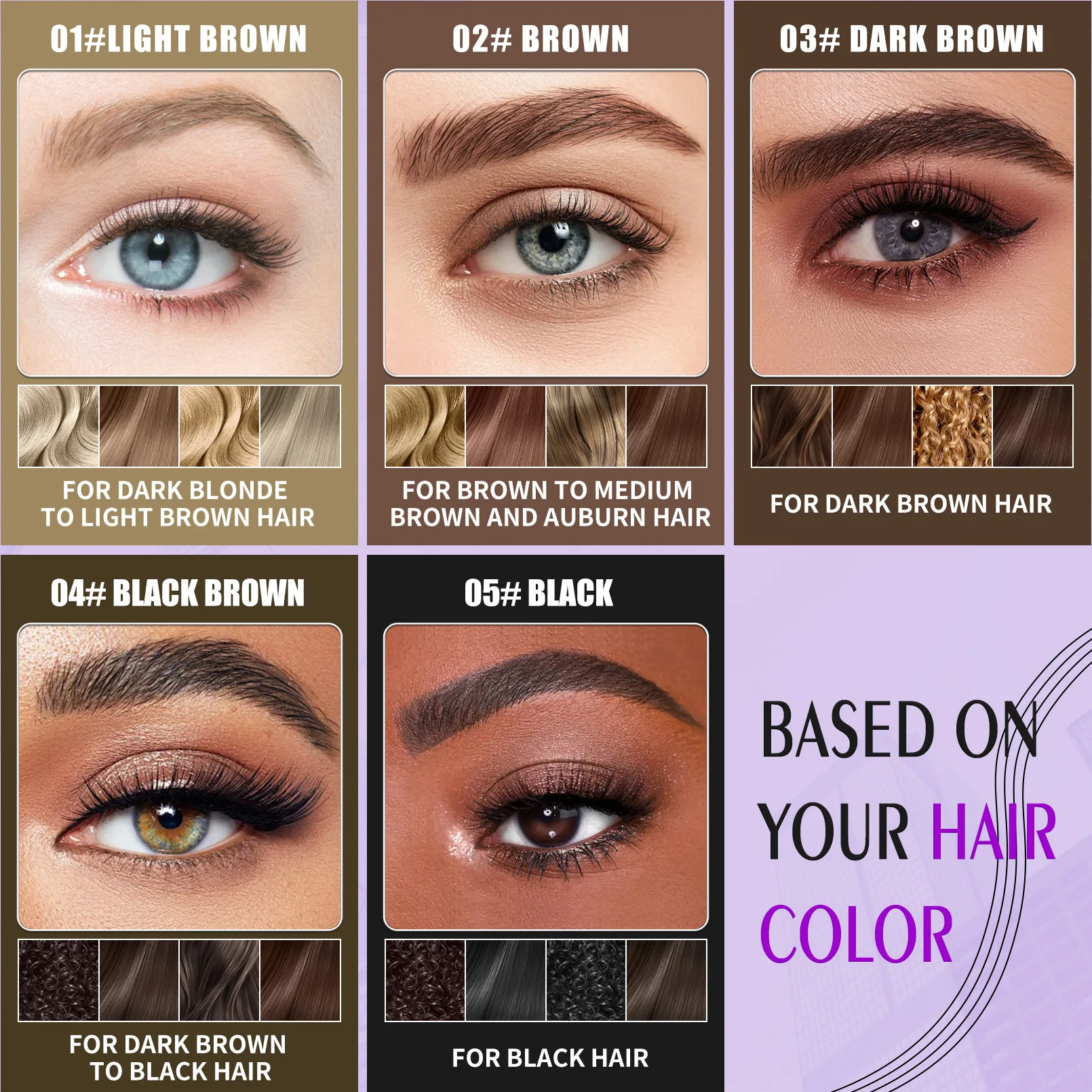 Waterproof Sweat Proof 4 Fork Eyebrow Pencil Double Head 2 in 1 Brow Gel Wild Brow Pen Hot Sale for Perfect Brow Definition