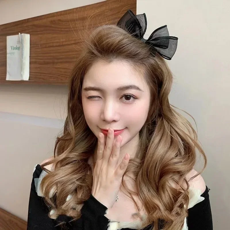 Elegante große Schleifen Spitze Blume Haarnadeln Stoff elastische Bowknot Haar bänder Frauen Mädchen Haarschmuck Mode koreanische Haars pange