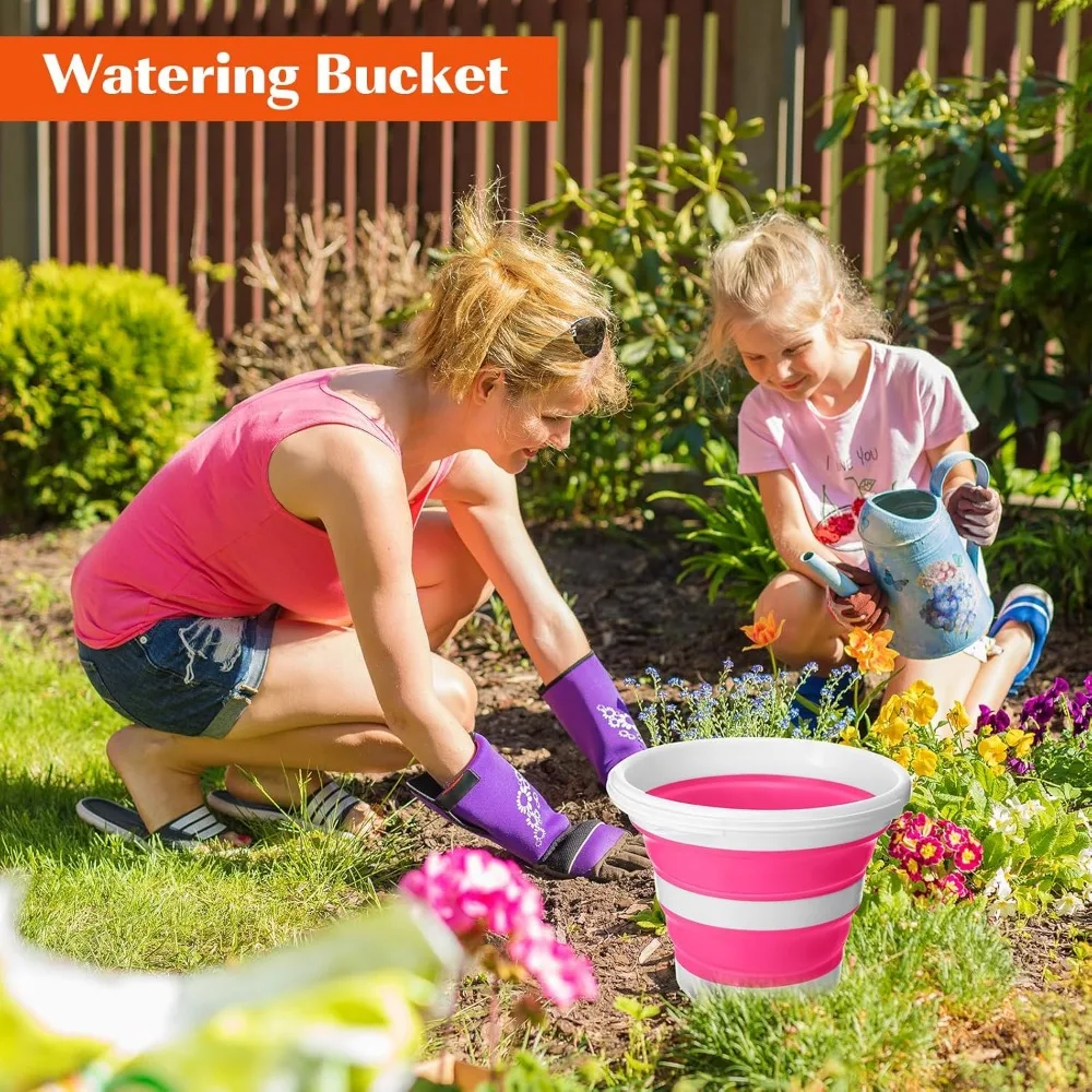 4er-Pack zusammenklappbare Herbst-Camping-Eimer, kleine 2,6 Gallonen-Reinigungseimer mit Griffen für den Haushalt, im Freien und im Auto