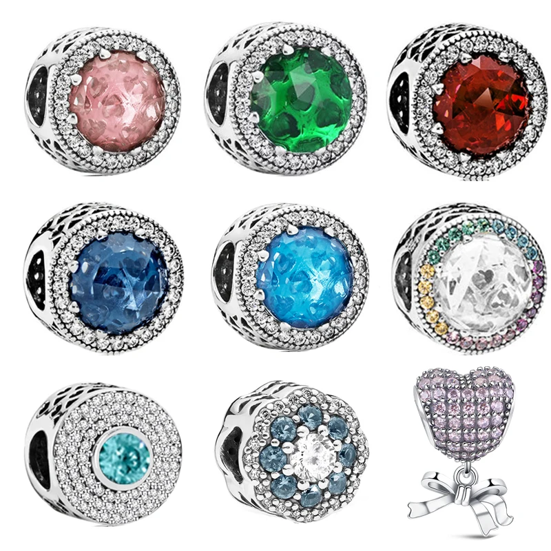 

1Pcs New Blue Pink Red Green Zircon Beads Hot Series Charms Fit Pan Bracelet Women Beads Chains Necklace Gifts Friends Family