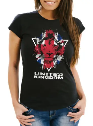 Damen T-Shirt - Great Britain UK United Kingdom Lion Flagge Fahne Farben -