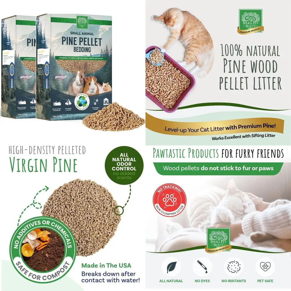 Ropa de cama de pellets de pino Small Pet Select de 40 lb, bolitas de arena para conejos, conejillos de indias, hámster, conejitos y otros animales pequeños, hechas i