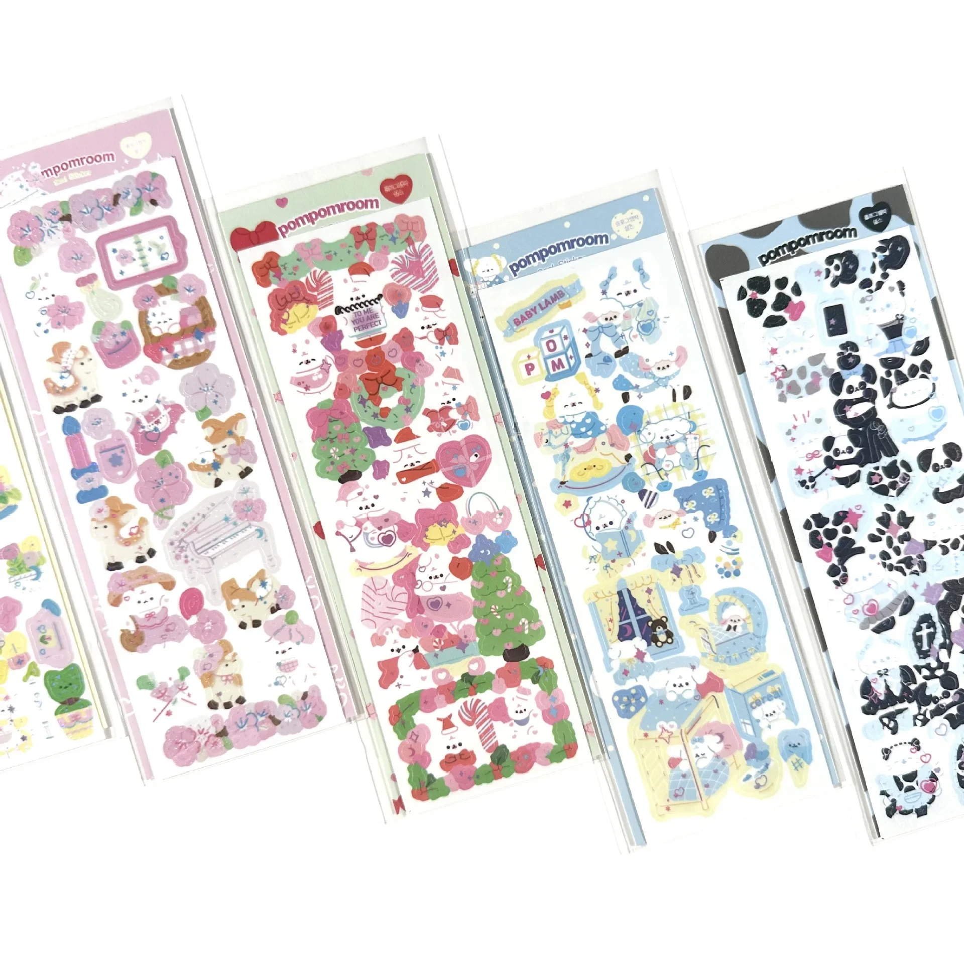 Laser cartoon animal christmas stickers ins korean handbook diy decorative stickers