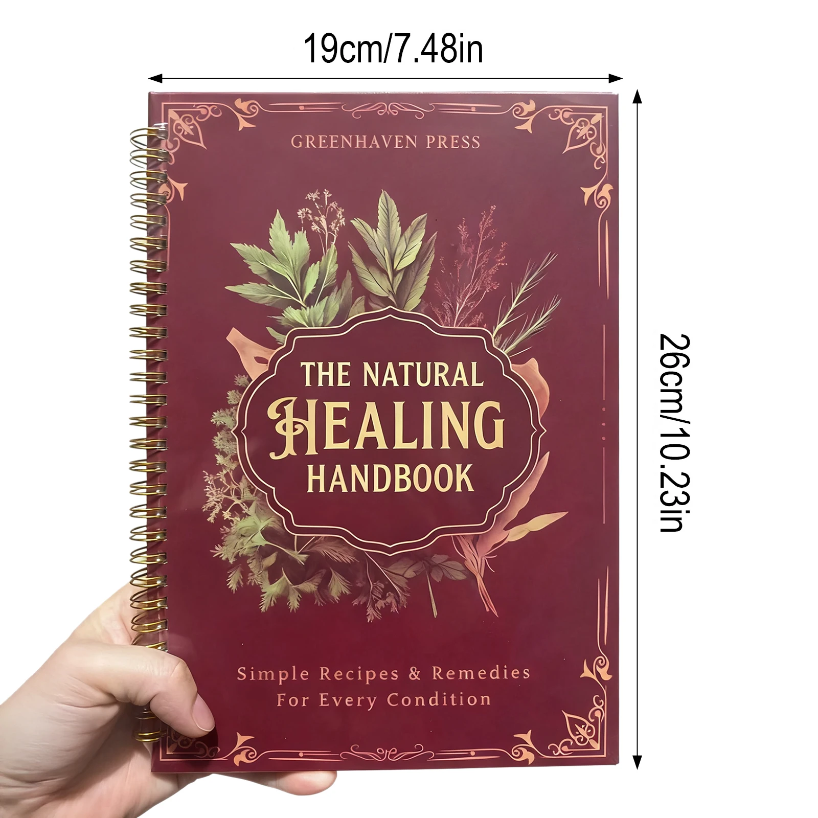 Natural Healing Handbook Spiral Bound Guide With Herbal Remedies And Recipes For Heart Health Blood Sugar Focus Boost 25x17.6cm - Image 6
