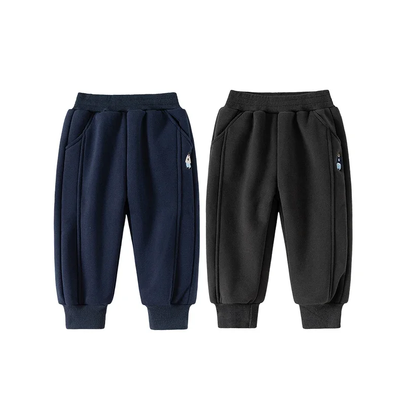 0-7 Jahre Kinder-Jogginghose aus Fleece, bequeme Freizeithose für Kinder, einfarbige, eng anliegende Jungenhose für Herbst und Winter