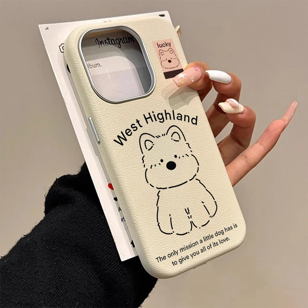

West Highland Dog Lichee Pattern Phone Case For iPhone 16 Pro Max 15 14 Plus 13 12 11 XS X XR 7 8 SE2022 Shockproof Bumper Cover