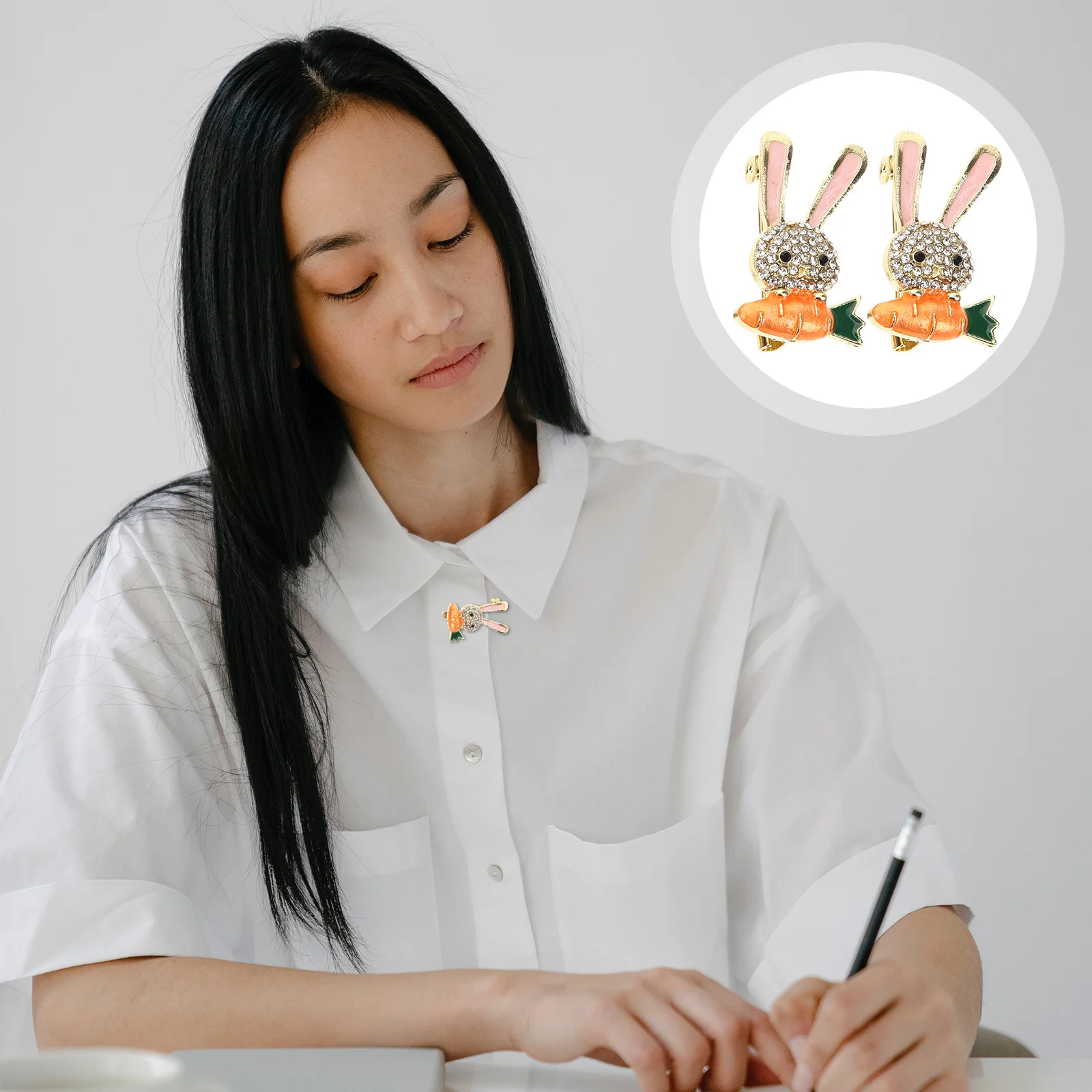 

2pcs Rabbit Brooch For Women Clothes Animal Lapel Pin Metal Badge Scarf Shawl Hat Decoration Jewelry Gift Backpack Accessory